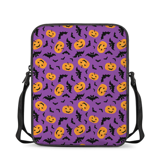 Halloween Bat And Pumpkin Pattern Print Rectangular Crossbody Bag