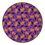 Halloween Bat And Pumpkin Pattern Print Round Floor Mat