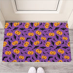 Halloween Bat And Pumpkin Pattern Print Rubber Doormat