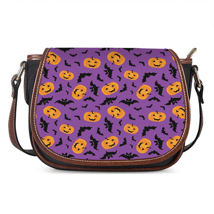 Halloween Bat And Pumpkin Pattern Print Saddle Bag