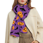 Halloween Bat And Pumpkin Pattern Print Scarf