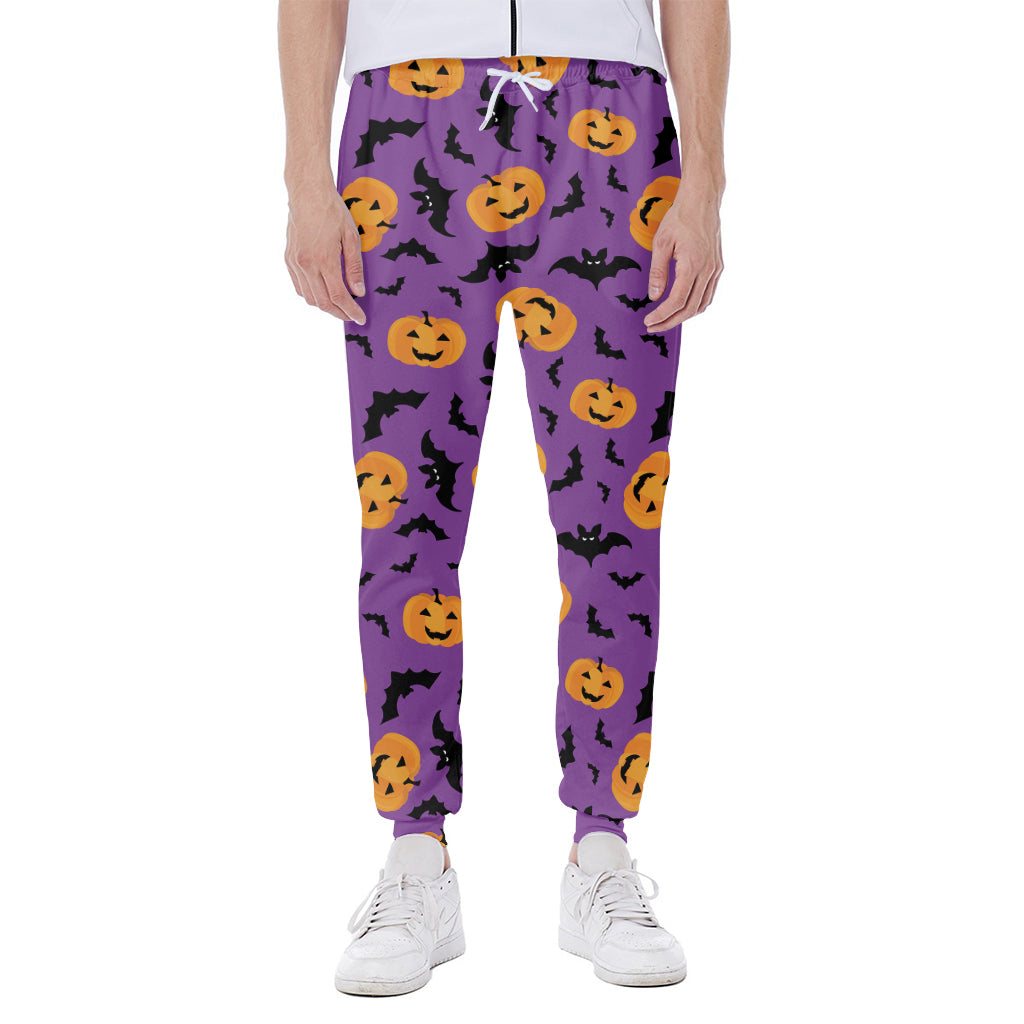 Halloween Bat And Pumpkin Pattern Print Scuba Joggers