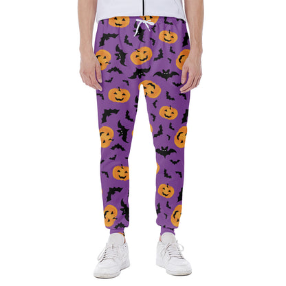 Halloween Bat And Pumpkin Pattern Print Scuba Joggers