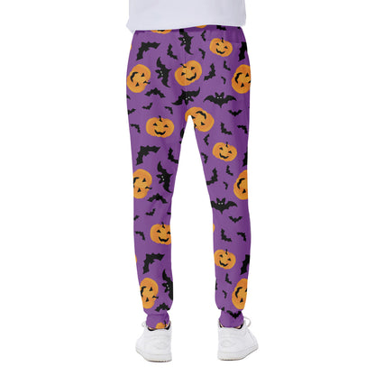 Halloween Bat And Pumpkin Pattern Print Scuba Joggers