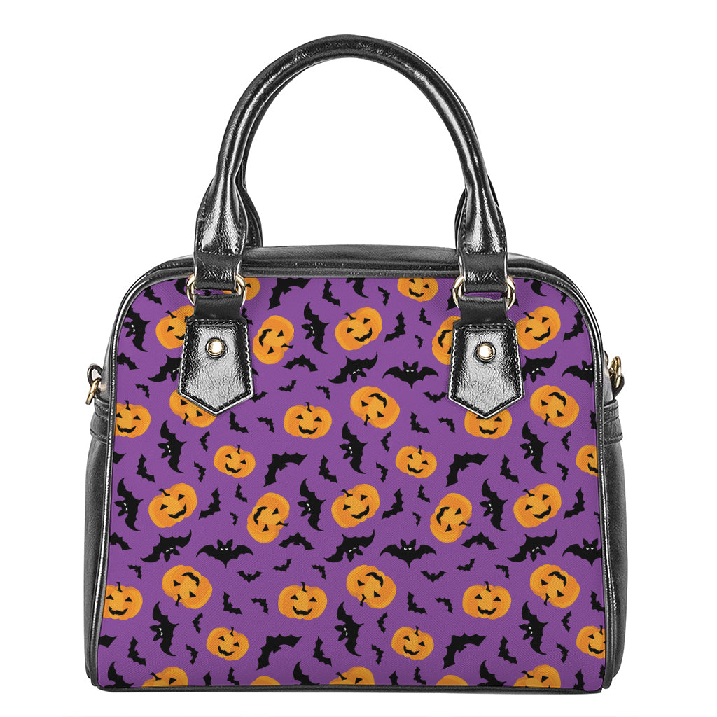 Halloween Bat And Pumpkin Pattern Print Shoulder Handbag