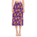 Halloween Bat And Pumpkin Pattern Print Side Slit Midi Skirt