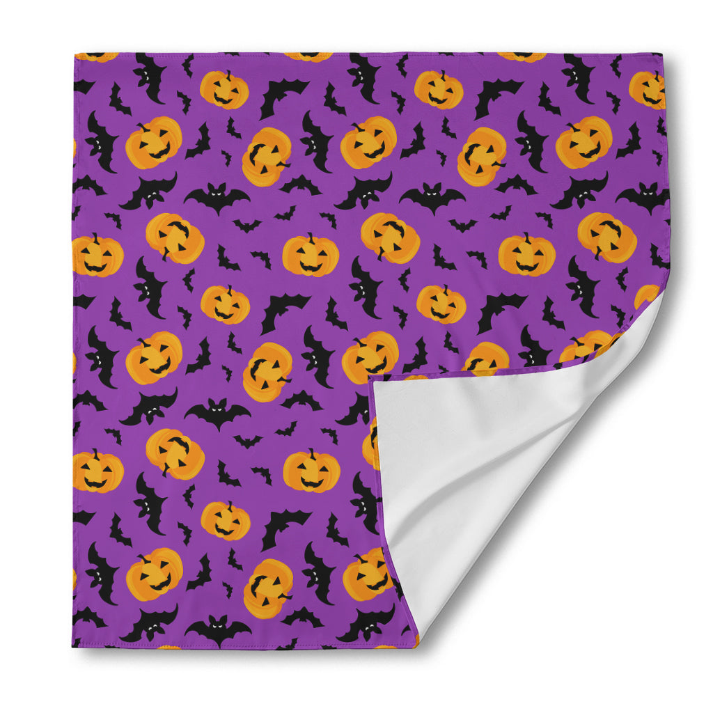 Halloween Bat And Pumpkin Pattern Print Silk Bandana