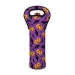Halloween Bat And Pumpkin Pattern Print Single Neoprene Wine Tote