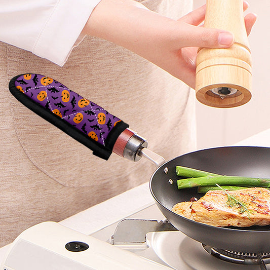 Halloween Bat And Pumpkin Pattern Print Skillet Handle Cover