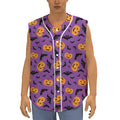 Halloween Bat And Pumpkin Pattern Print Sleeveless Baseball Jersey