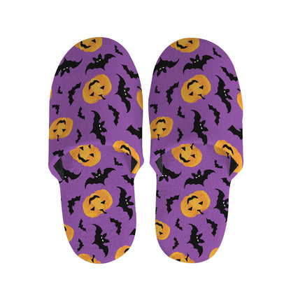 Halloween Bat And Pumpkin Pattern Print Slippers