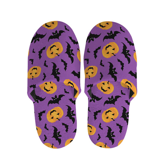 Halloween Bat And Pumpkin Pattern Print Slippers