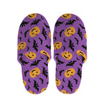 Halloween Bat And Pumpkin Pattern Print Slippers