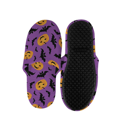 Halloween Bat And Pumpkin Pattern Print Slippers