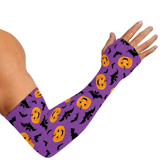 Halloween Bat And Pumpkin Pattern Print Sun Protection Arm Sleeves