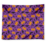 Halloween Bat And Pumpkin Pattern Print Tapestry