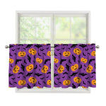 Halloween Bat And Pumpkin Pattern Print Tier Curtains