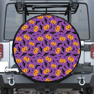 Halloween Bat And Pumpkin Pattern Print Tire Cover