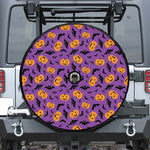 Halloween Bat And Pumpkin Pattern Print Tire Cover With Camera Hole