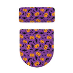 Halloween Bat And Pumpkin Pattern Print Toilet Lid And Tank Cover Set