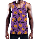 Halloween Bat And Pumpkin Pattern Print Training Tank Top