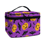 Halloween Bat And Pumpkin Pattern Print Travel Makeup Bag