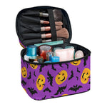 Halloween Bat And Pumpkin Pattern Print Travel Makeup Bag