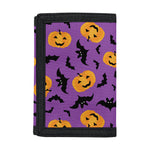 Halloween Bat And Pumpkin Pattern Print Trifold Wallet