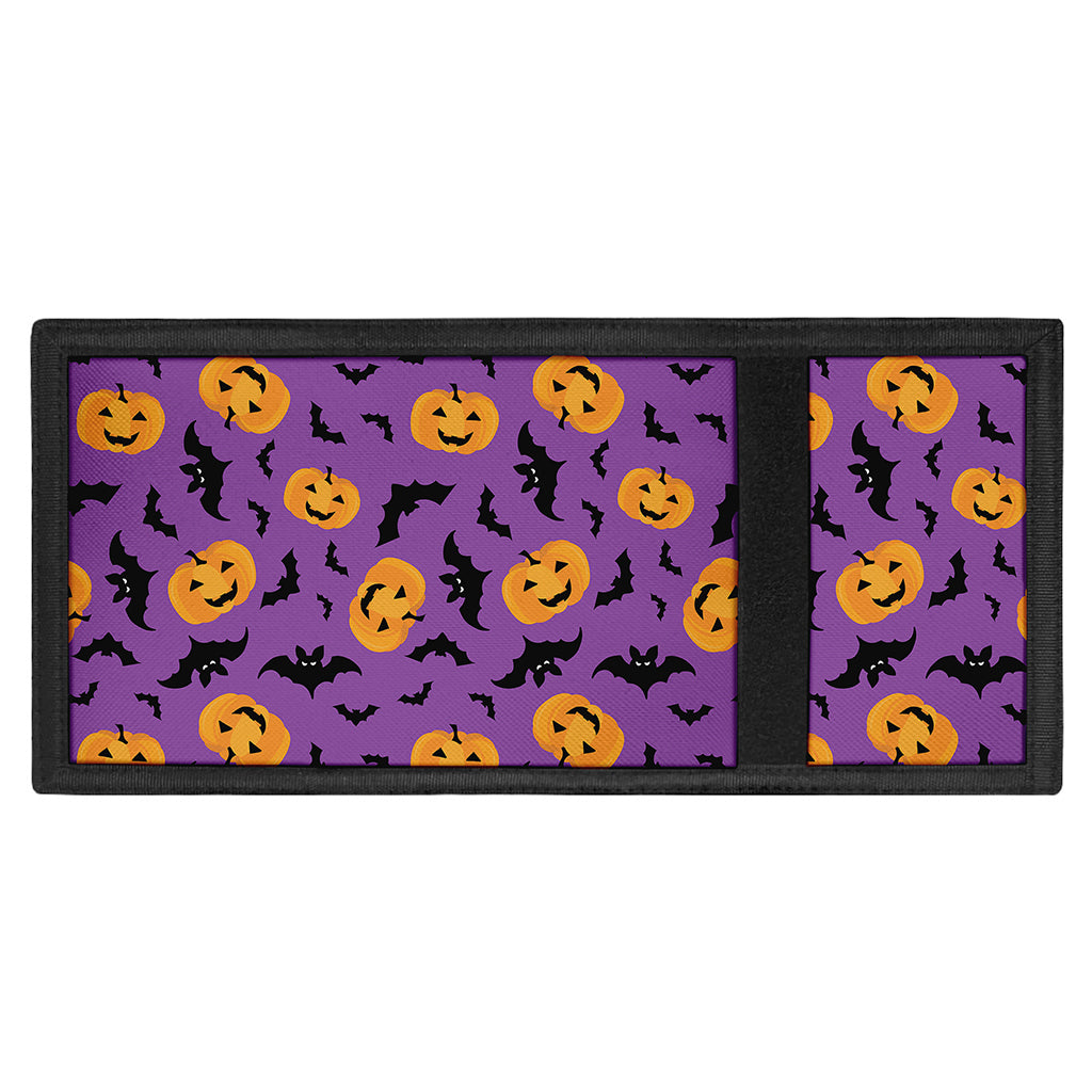 Halloween Bat And Pumpkin Pattern Print Trifold Wallet