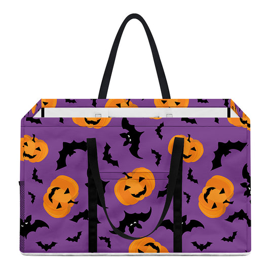 Halloween Bat And Pumpkin Pattern Print Utility Tote Bag