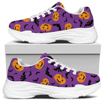 Halloween Bat And Pumpkin Pattern Print White Chunky Shoes