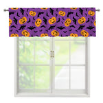 Halloween Bat And Pumpkin Pattern Print Window Valance
