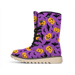 Halloween Bat And Pumpkin Pattern Print Winter Boots