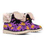 Halloween Bat And Pumpkin Pattern Print Winter Boots