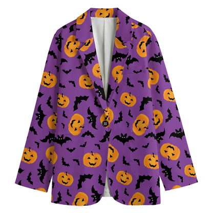 Halloween Bat And Pumpkin Pattern Print Women's Blazer