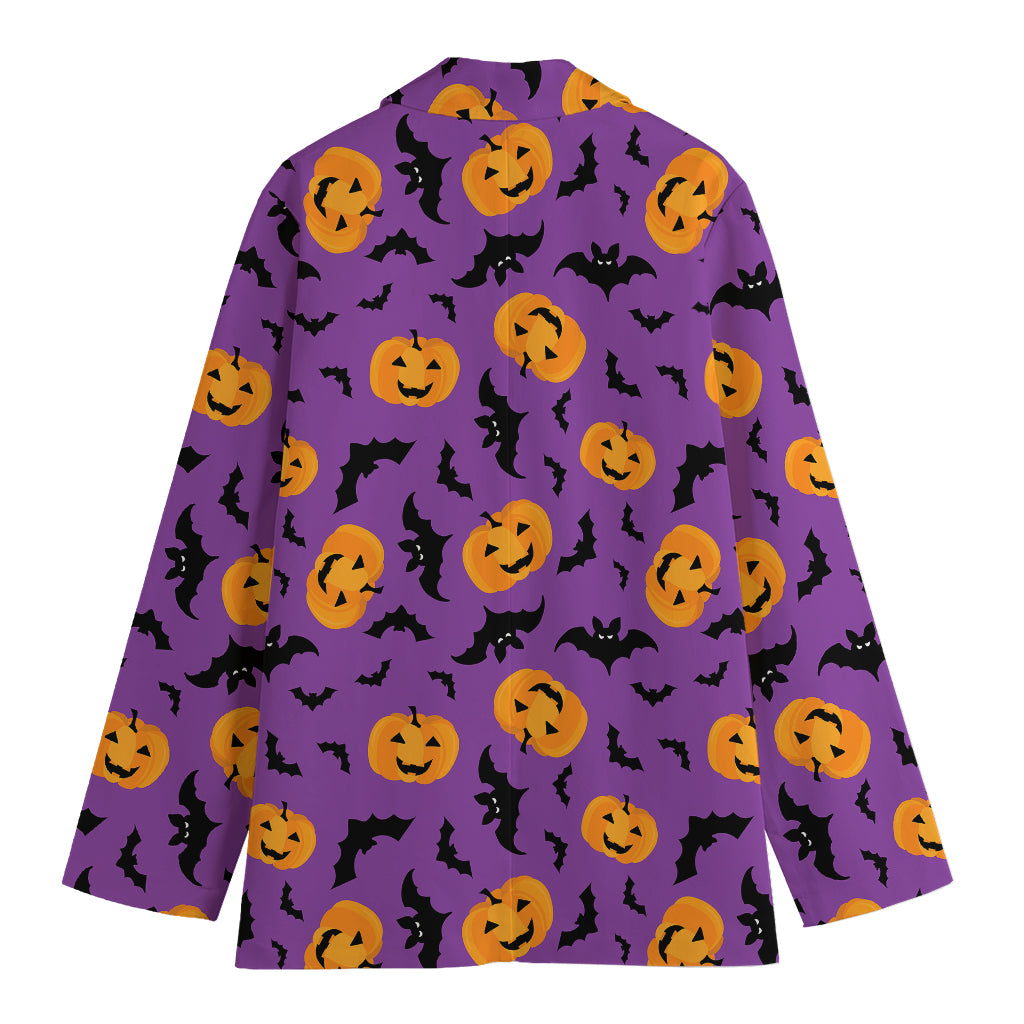Halloween Bat And Pumpkin Pattern Print Women's Blazer