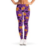Halloween Bat And Pumpkin Pattern Print Women's Leggings