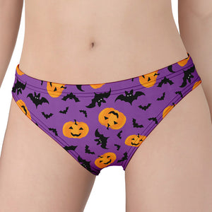 Halloween Bat And Pumpkin Pattern Print Women's Panties