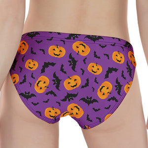 Halloween Bat And Pumpkin Pattern Print Women's Panties