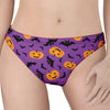 Halloween Bat And Pumpkin Pattern Print Women's Thong