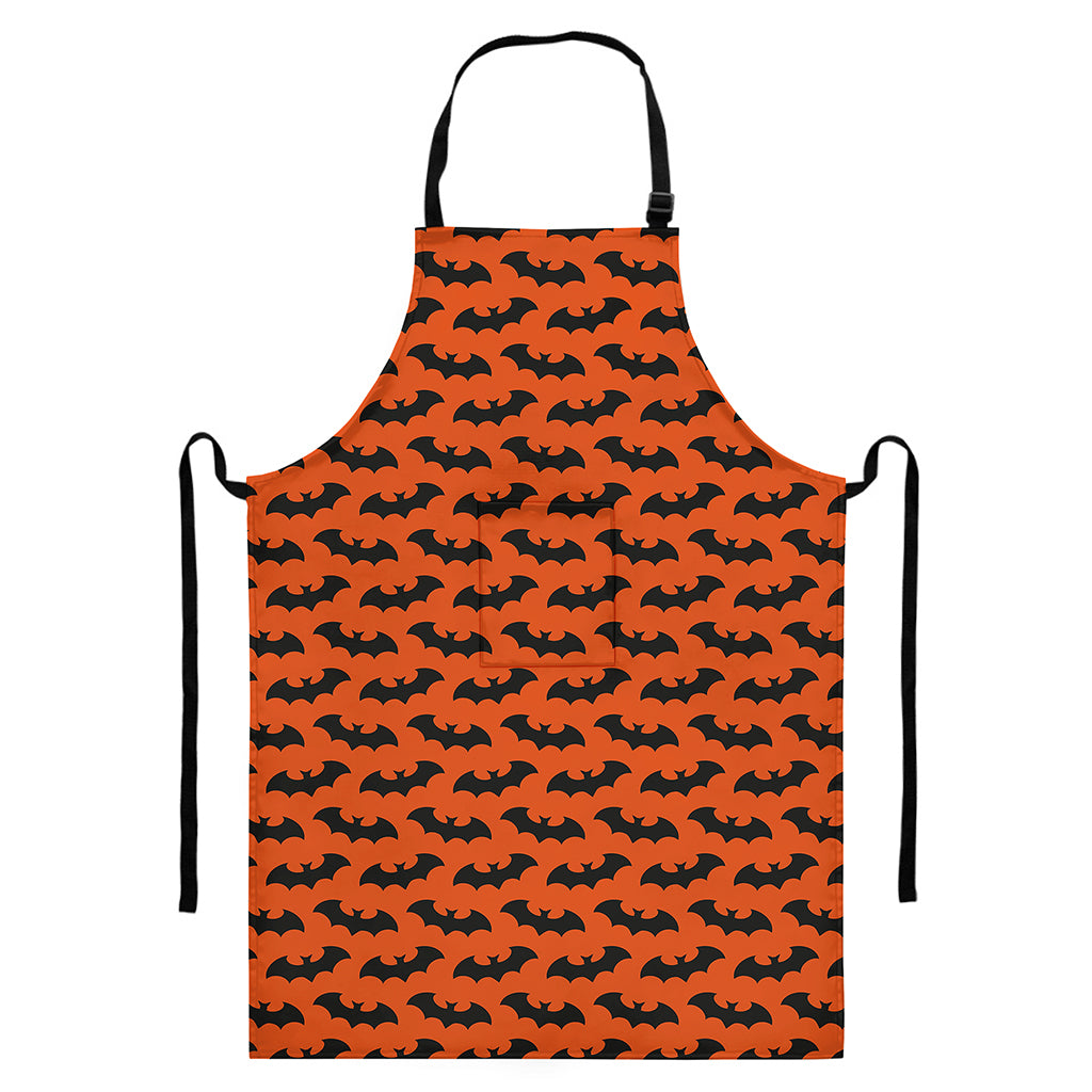 Halloween Bat Pattern Print Bib Apron With Pocket