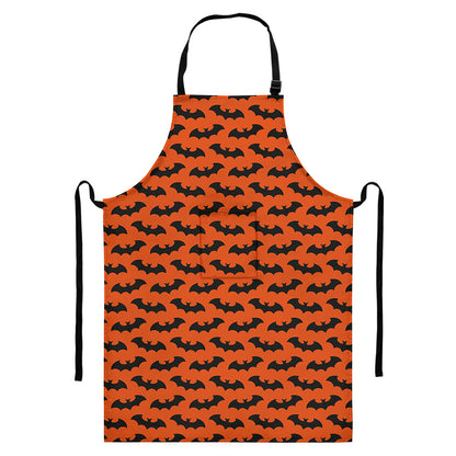 Halloween Bat Pattern Print Bib Apron With Pocket