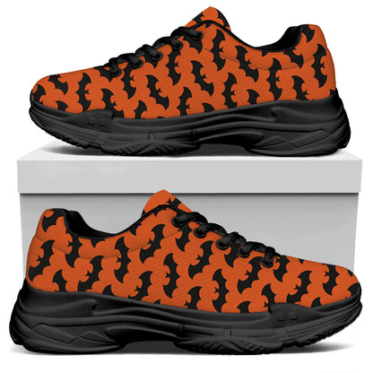 Halloween Bat Pattern Print Black Chunky Shoes