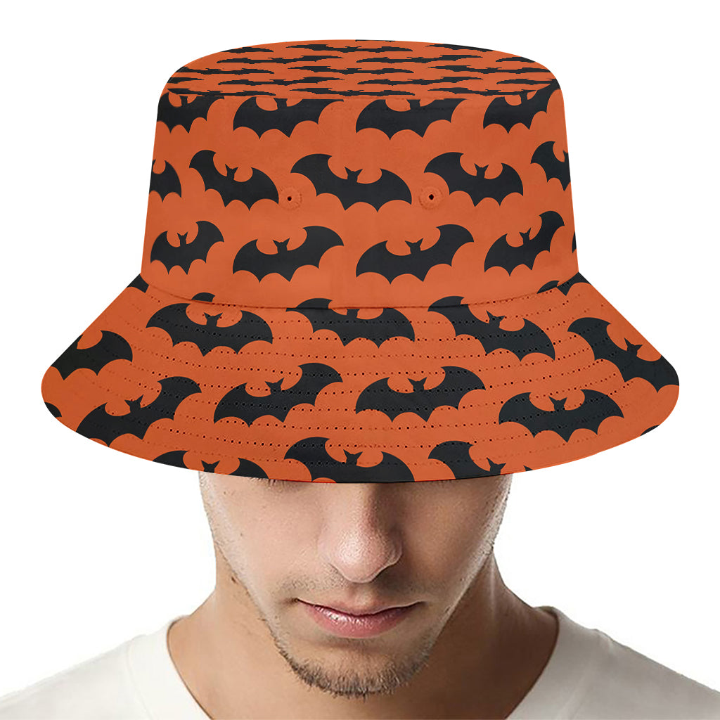 Halloween Bat Pattern Print Bucket Hat