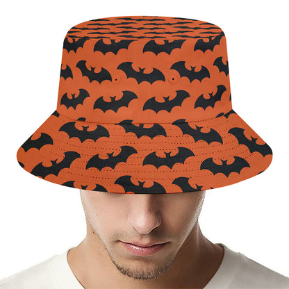 Halloween Bat Pattern Print Bucket Hat