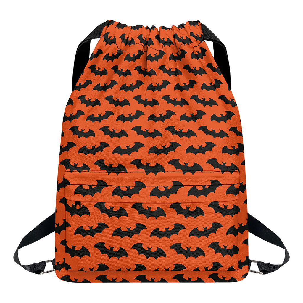 Halloween Bat Pattern Print Drawstring Backpack