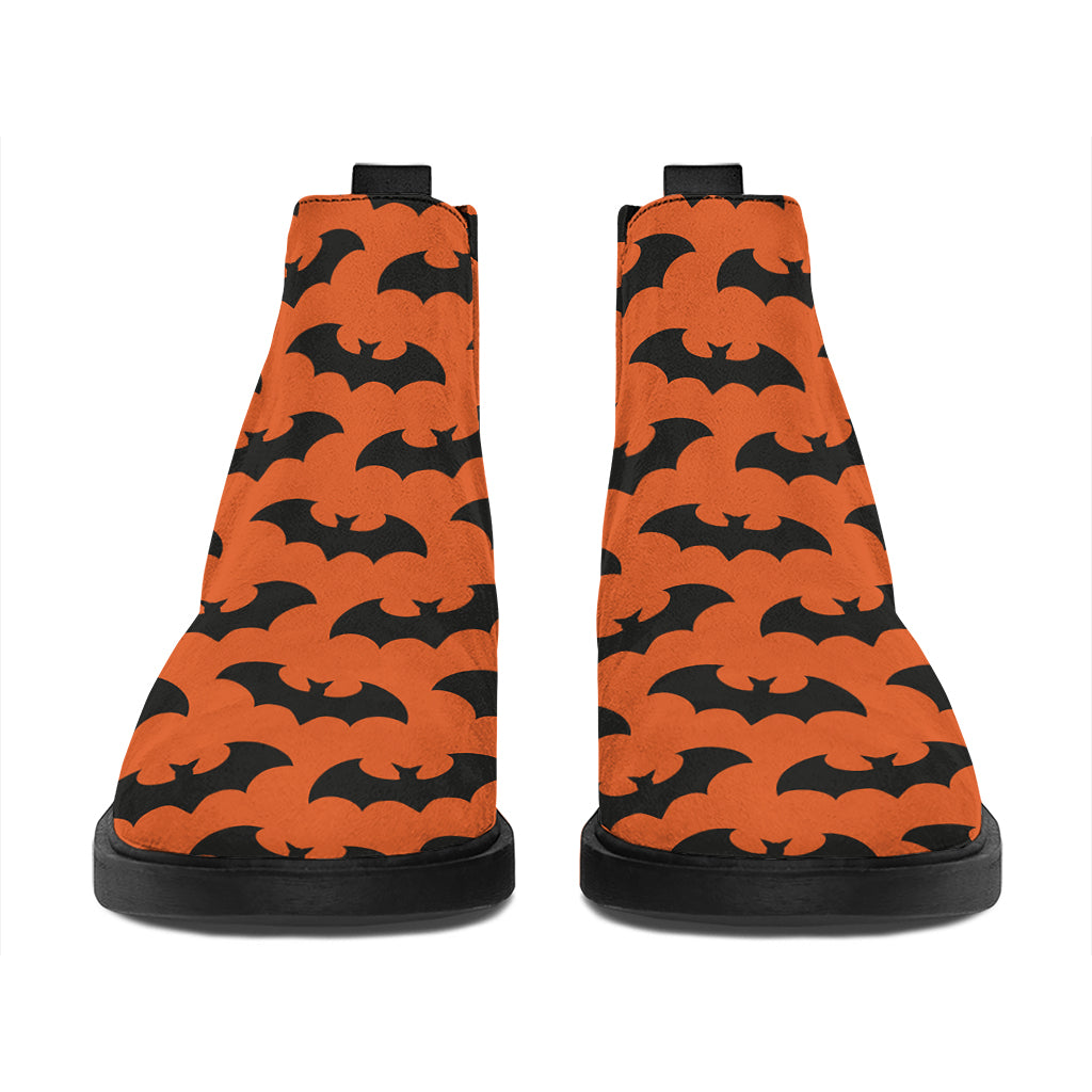 Halloween Bat Pattern Print Flat Ankle Boots