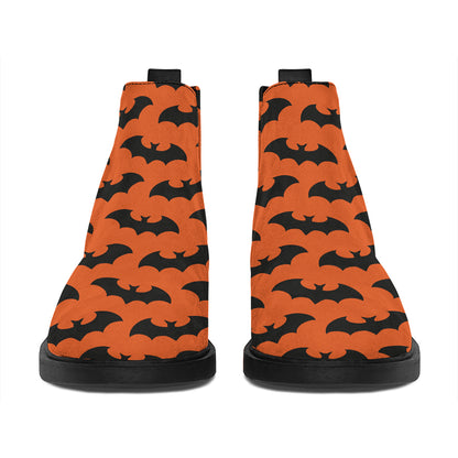 Halloween Bat Pattern Print Flat Ankle Boots