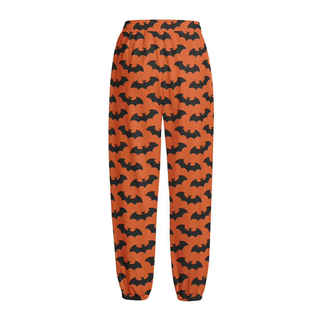 Halloween Bat Pattern Print Fleece Lined Knit Pants
