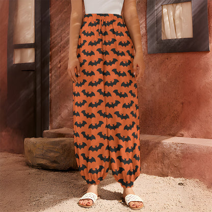 Halloween Bat Pattern Print Harem Pants